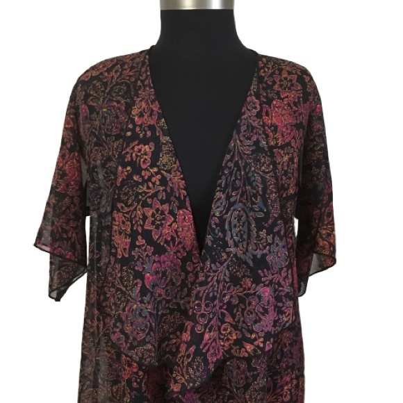 LuLaRoe Monroe Fringe Kimono Size: Small - Picture 2 of 6